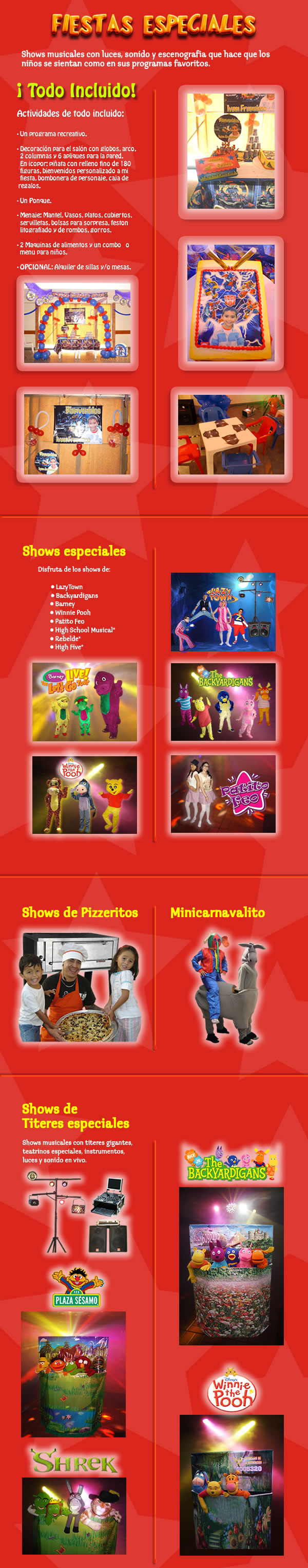 fiestas especiales recreacion
